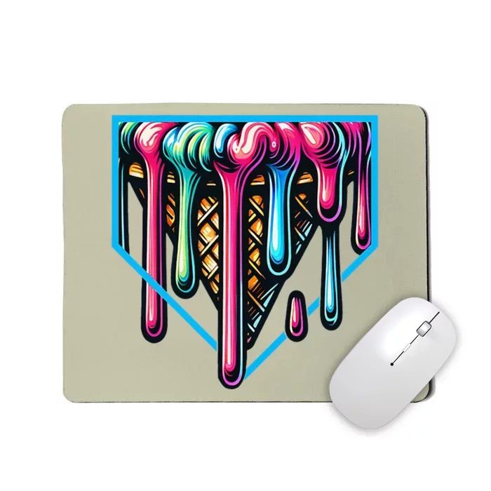 Home Plate Drip Ice Cream Softball & Baseball Mousepad