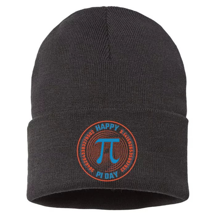 Happy Pi Day Mathematic Math Teacher Student Funny Pi Day Gift Sustainable Knit Beanie