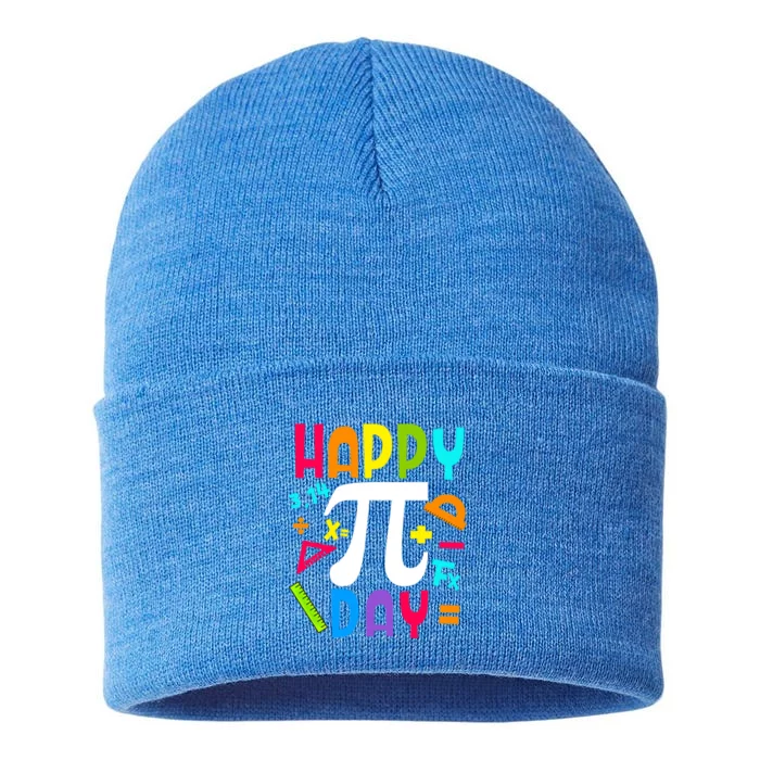 Happy Pi Day Mathematic Math Teachers Math Geeks Student Gift Sustainable Knit Beanie