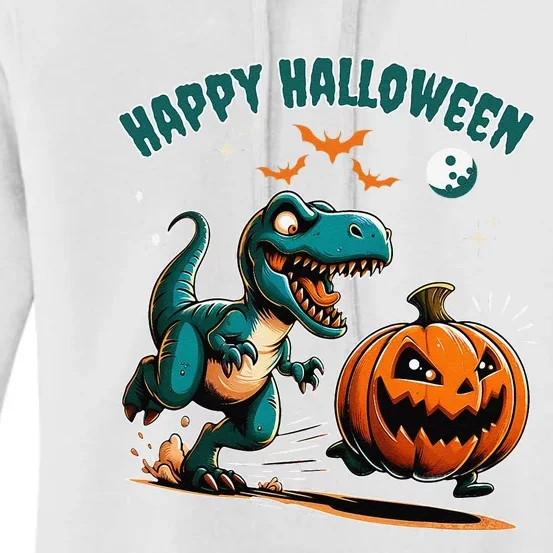 Halloween Pumpkin Dinosaur Funny Trex Women's Pullover Hoodie