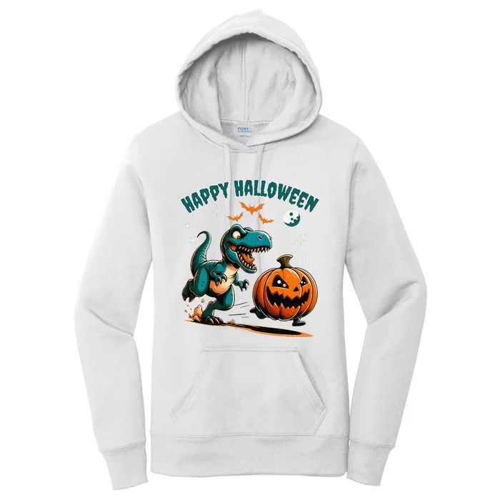 Halloween Pumpkin Dinosaur Funny Trex Women's Pullover Hoodie