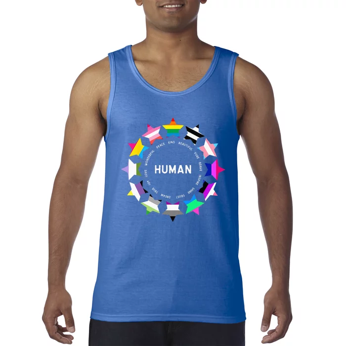 Human Pride Design Human LGBTQ Flag Tank Top