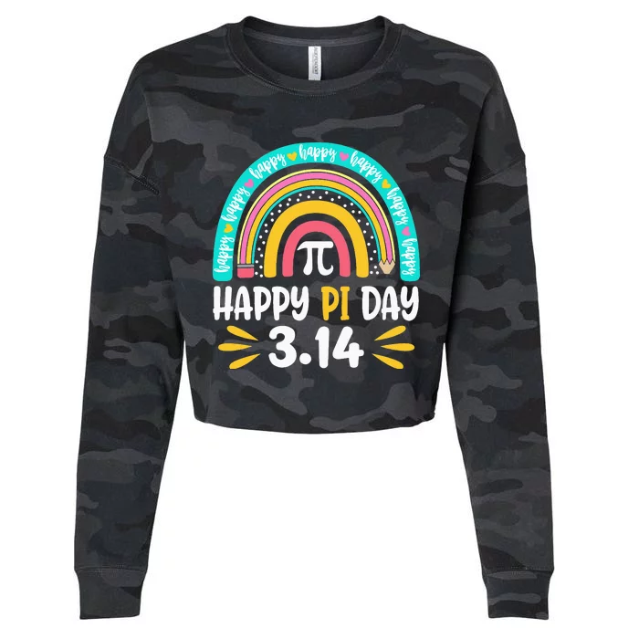 Happy Pi Day Mathematic Math Teacher Gift Rainbow Cropped Pullover Crew