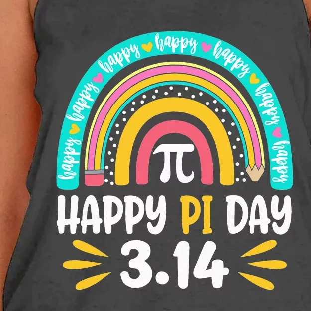 Happy Pi Day Mathematic Math Teacher Gift Rainbow Women's Knotted Racerback Tank