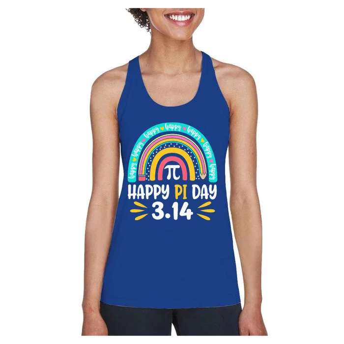 Happy Pi Day Mathematic Math Teacher Gift Rainbow Women's Racerback Tank