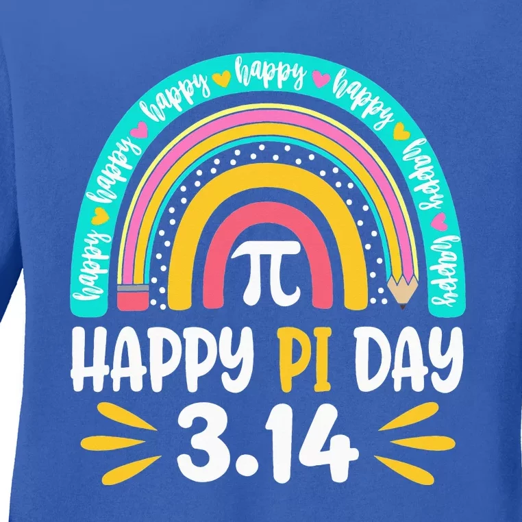 Happy Pi Day Mathematic Math Teacher Gift Rainbow Ladies Long Sleeve Shirt