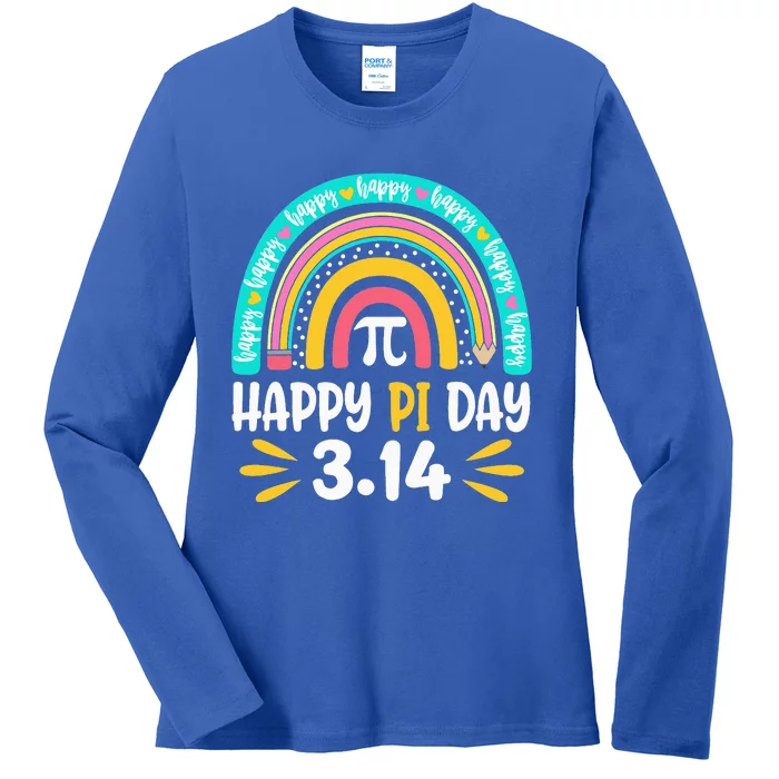 Happy Pi Day Mathematic Math Teacher Gift Rainbow Ladies Long Sleeve Shirt