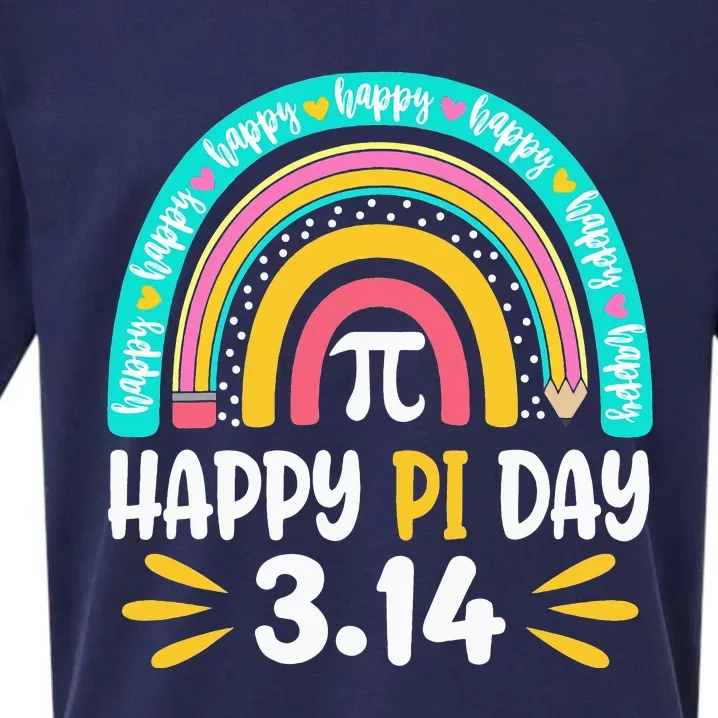 Happy Pi Day Mathematic Math Teacher Gift Rainbow Sueded Cloud Jersey T-Shirt