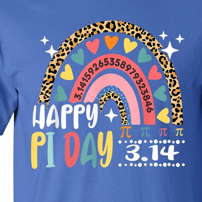 Happy Pi Day Leopard Rainbow Math Teacher Funny Gift Tall T-Shirt