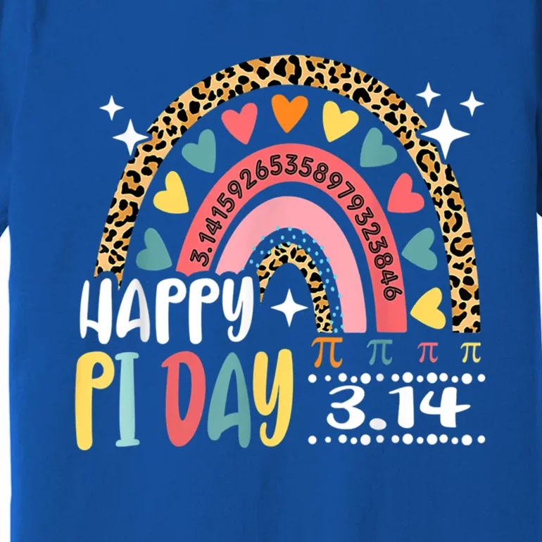 Happy Pi Day Leopard Rainbow Math Teacher Funny Gift Premium T-Shirt