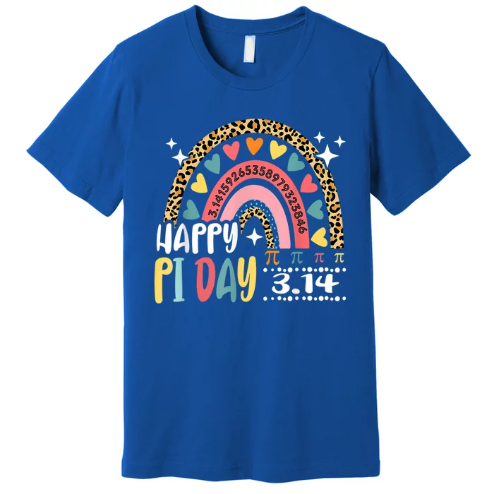 Happy Pi Day Leopard Rainbow Math Teacher Funny Gift Premium T-Shirt