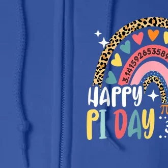 Happy Pi Day Leopard Rainbow Math Teacher Funny Gift Full Zip Hoodie