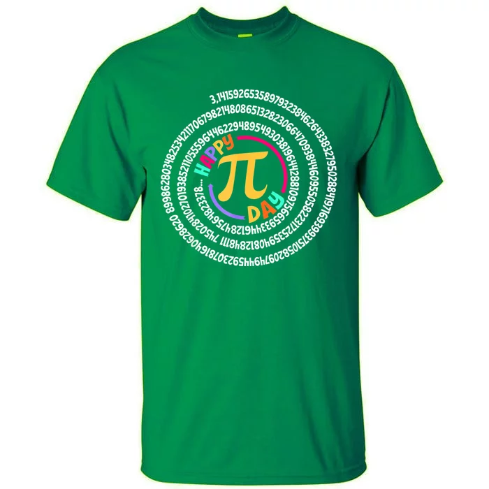 Happy Pi Day 3.14 Mathematic Math Teacher Gift Spiral Pi Day Tall T-Shirt