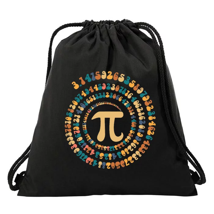 Happy Pi Day Mathematic Math Teacher Gift Spiral Pi 3.14 Drawstring Bag