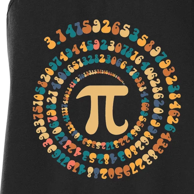 Happy Pi Day Mathematic Math Teacher Gift Spiral Pi 3.14 Women's Racerback Tank