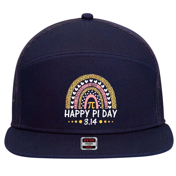 Happy Pi Day Leopard Rainbow Math Teacher Funny Gift 7 Panel Mesh Trucker Snapback Hat