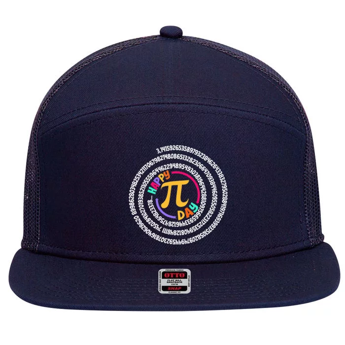 Happy Pi Day 3.14 Mathematic Math Teacher 7 Panel Mesh Trucker Snapback Hat