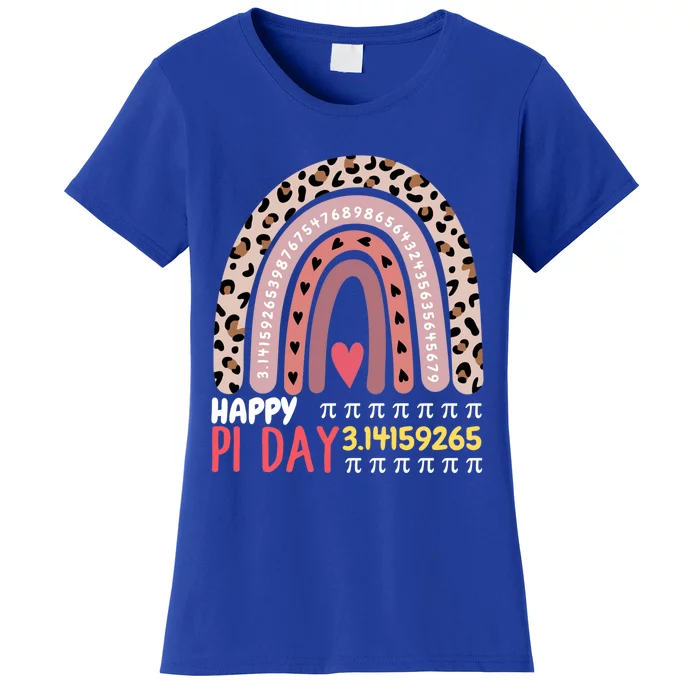 Happy Pi Day Leopard Rainbow Mathematic Math Teacher Gift Women's T-Shirt