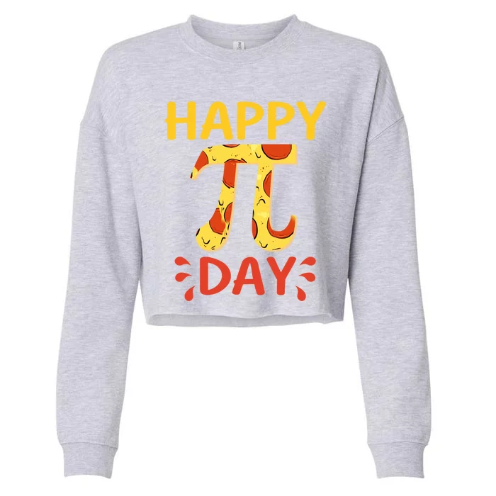 Happy Pi Day Lover Pizza Cute Gift Cropped Pullover Crew