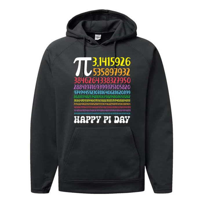 Happy Pi Day Colorful Pi Numbers 3.14 For Teacher Student Performance Fleece Hoodie