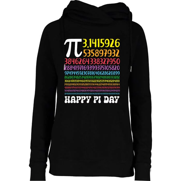 Happy Pi Day Colorful Pi Numbers 3.14 For Teacher Student Womens Funnel Neck Pullover Hood