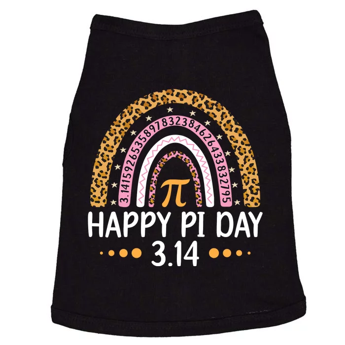 Happy Pi Day Mathematic Math Teacher Gift Leopard Rainbow Doggie Tank