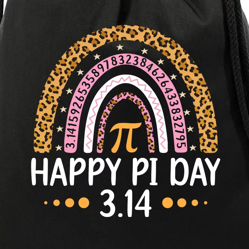 Happy Pi Day Mathematic Math Teacher Gift Leopard Rainbow Drawstring Bag