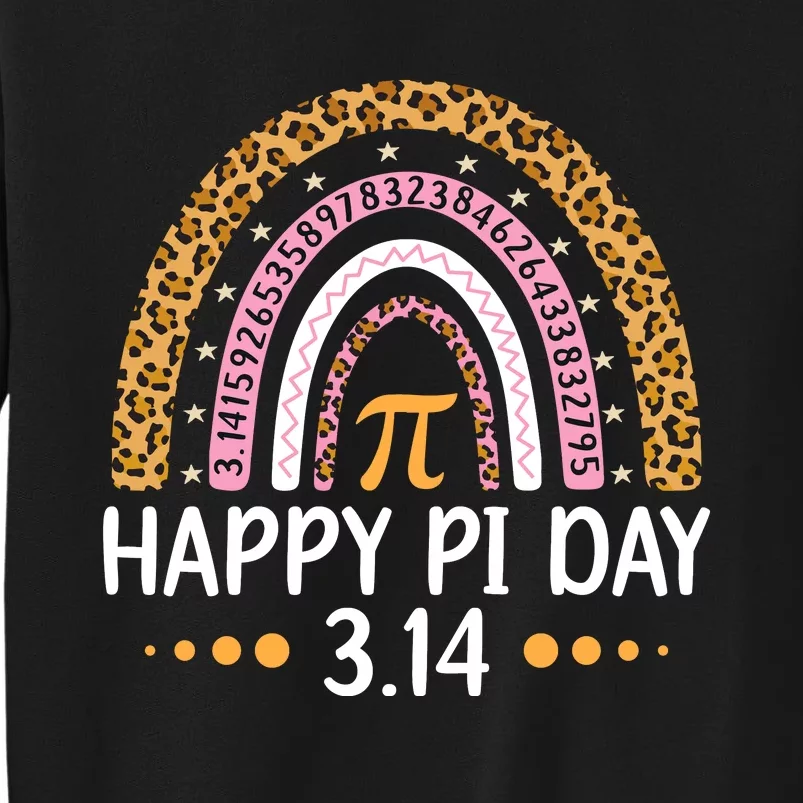 Happy Pi Day Mathematic Math Teacher Gift Leopard Rainbow Tall Sweatshirt