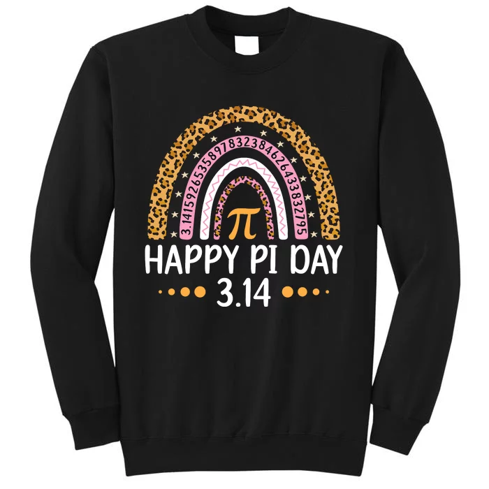 Happy Pi Day Mathematic Math Teacher Gift Leopard Rainbow Tall Sweatshirt