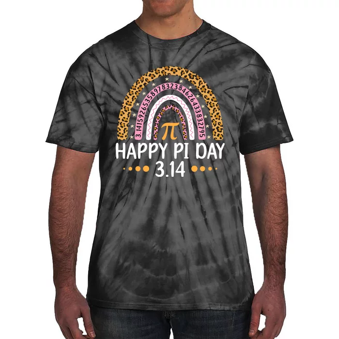 Happy Pi Day Mathematic Math Teacher Gift Leopard Rainbow Tie-Dye T-Shirt