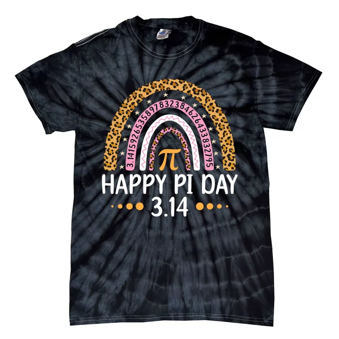 Happy Pi Day Mathematic Math Teacher Gift Leopard Rainbow Tie-Dye T-Shirt