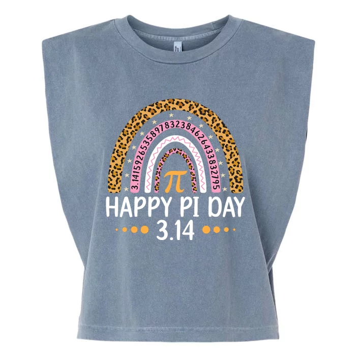 Happy Pi Day Mathematic Math Teacher Gift Leopard Rainbow Garment-Dyed Women's Muscle Tee