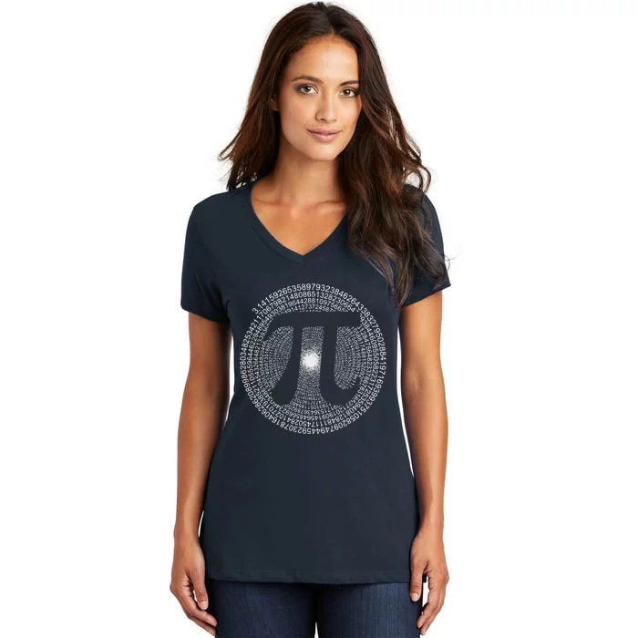 Happy Pi Day 3.14 Mathematic Math Teacher Gift Spiral Pi Day Women's V-Neck T-Shirt