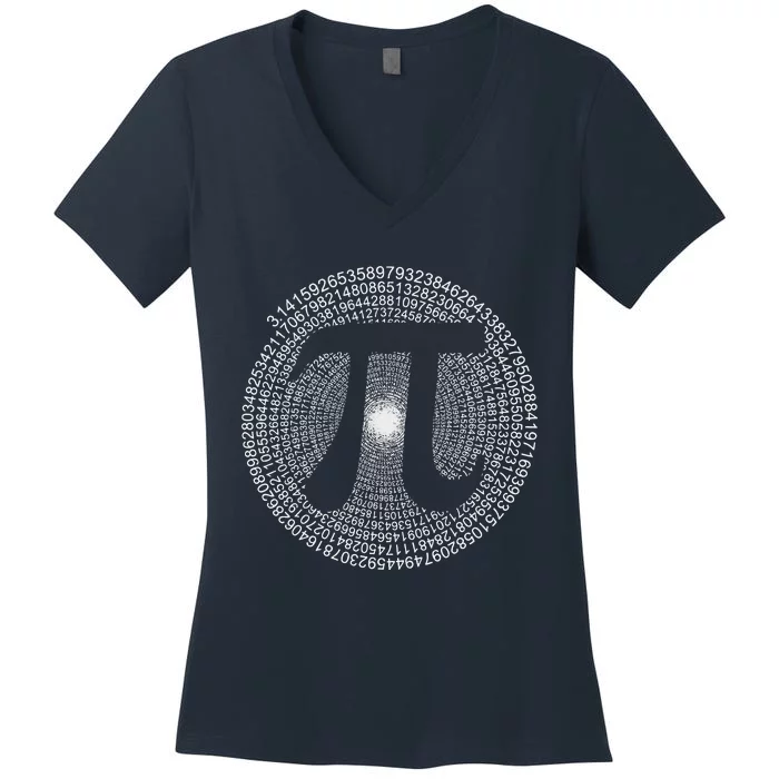 Happy Pi Day 3.14 Mathematic Math Teacher Gift Spiral Pi Day Women's V-Neck T-Shirt