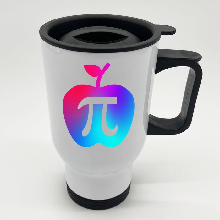 Happy Pi Day Cute Apple Pie 3.14 Funny Science Math Teacher Front & Back Stainless Steel Travel Mug