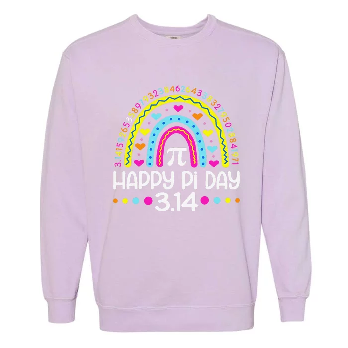 Happy Pi Day Rainbow 3.14 Pi Number Math Teacher Garment-Dyed Sweatshirt