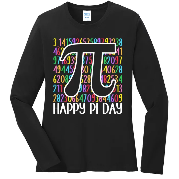 Happy Pi Day Math Teachers Student Professor Pi Day Ladies Long Sleeve Shirt