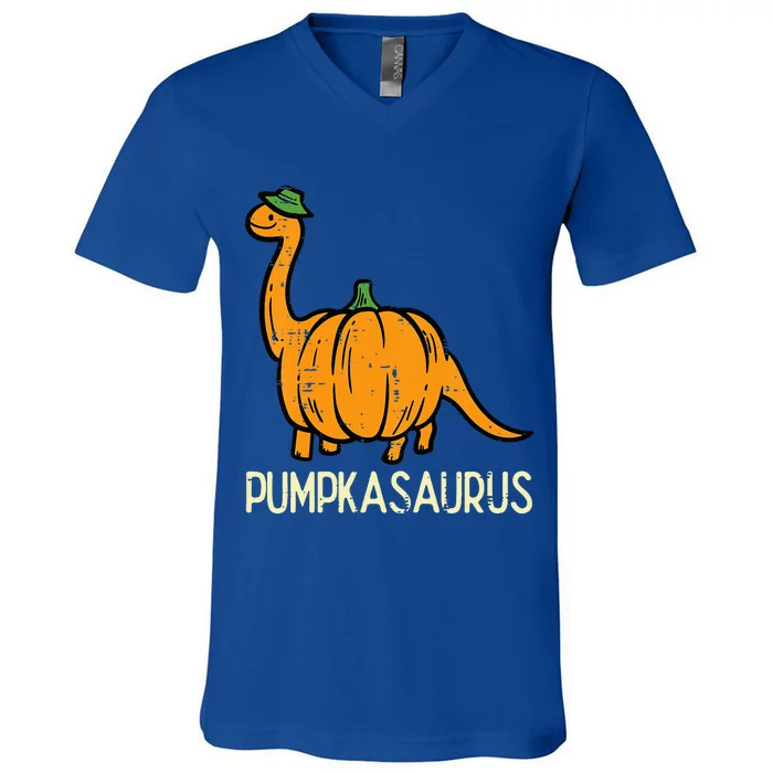 Halloween Pumpkin Dino Pumpasaurus Costume V-Neck T-Shirt