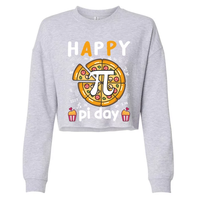 Happy Pi Day Math Teacher Pi Day Gift Great Gift Cropped Pullover Crew