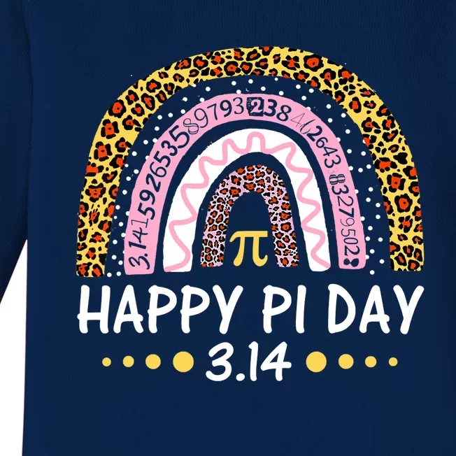 Happy Pi Day Mathematic Math Teacher Gifts Leopard Rainbow Baby Long Sleeve Bodysuit