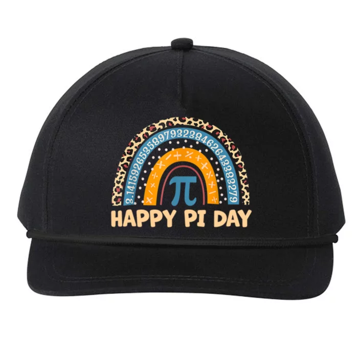 Happy Pi Day Leopard Rainbow Snapback Five-Panel Rope Hat