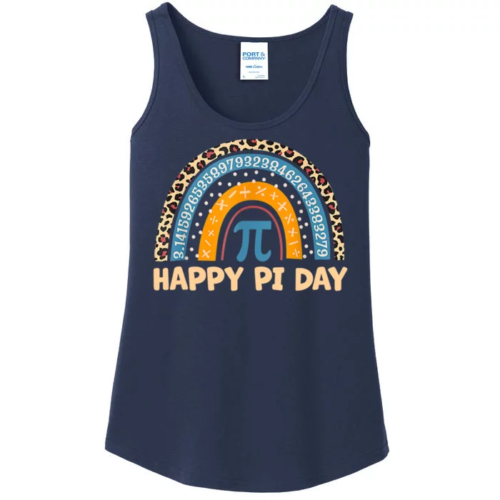 Happy Pi Day Leopard Rainbow Ladies Essential Tank