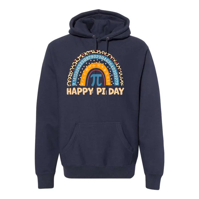 Happy Pi Day Leopard Rainbow Premium Hoodie