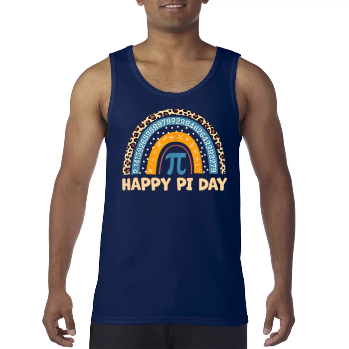 Happy Pi Day Leopard Rainbow Tank Top