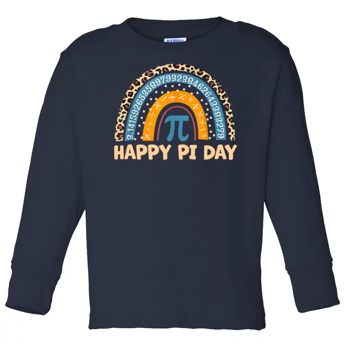 Happy Pi Day Leopard Rainbow Toddler Long Sleeve Shirt