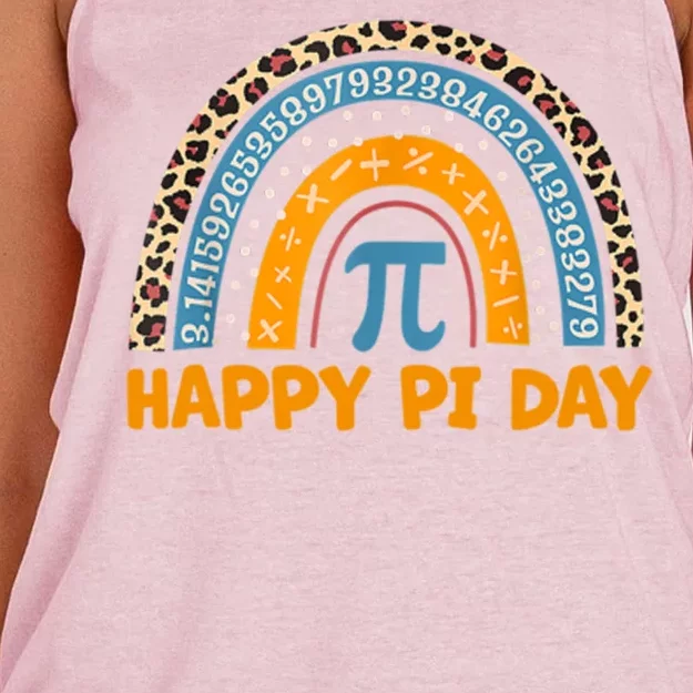 Happy Pi Day Leopard Rainbow Women's Knotted Racerback Tank