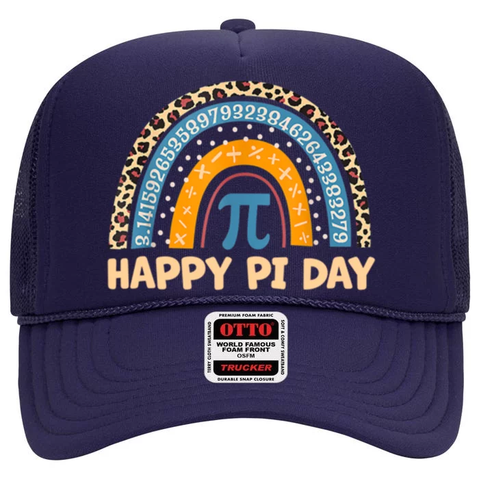 Happy Pi Day Leopard Rainbow High Crown Mesh Trucker Hat