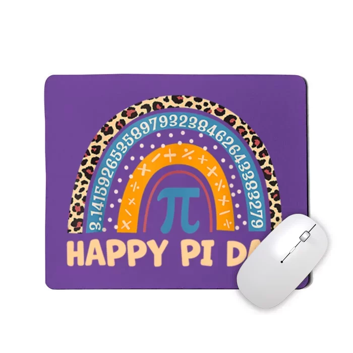 Happy Pi Day Leopard Rainbow Mousepad