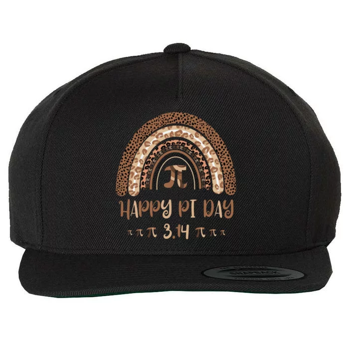 Happy Pi Day Mathematic Math Teacher 3 14 Leopard Rainbow Gift Wool Snapback Cap