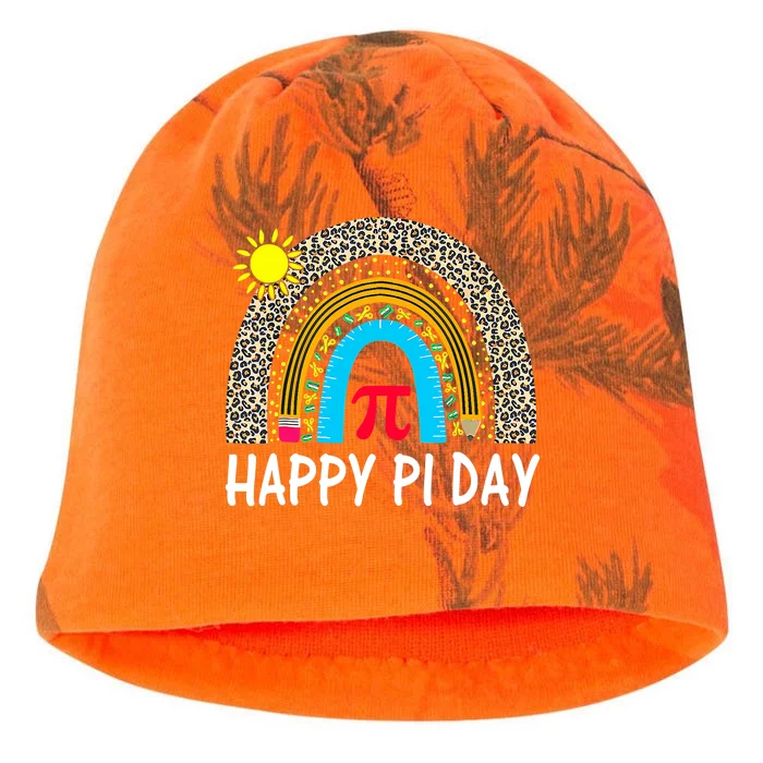 Happy Pi Day Teacher Rainbow Leopard Pi Math Lover 3 14 Pi Kati - Camo Knit Beanie